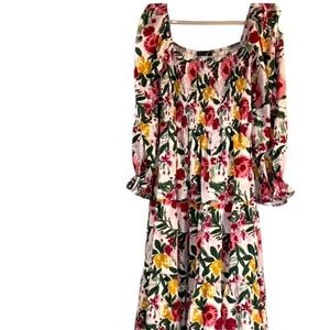 Simplee Apparel Floral Dress - Red, Yellow, Green Never Worn